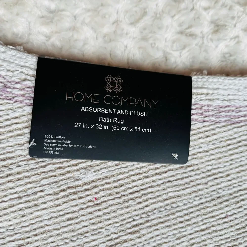 Home Company GHOST Cotton Plush Absorbent Large Hand Crafted Bath Mat Rug NEW